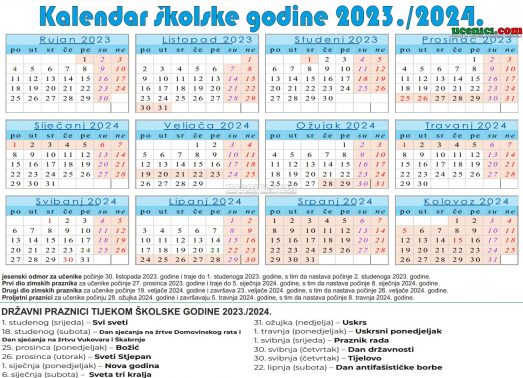 Kalendar šk. godine 2023.-2024.